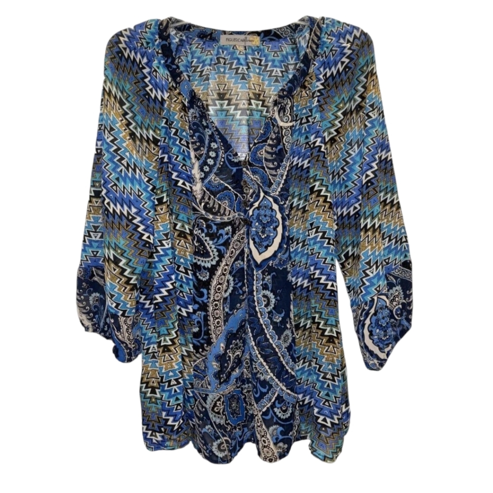 Figueroa & Flower Anthropologie Geo Print Blouse Women's Size 1X NWT